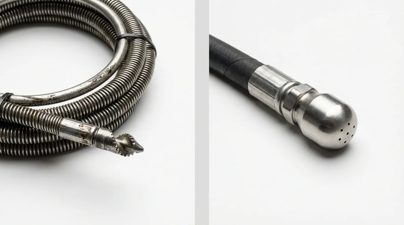 Drain snake cable and hydro jetting nozzle used for drain cleaning in Staples, MN
