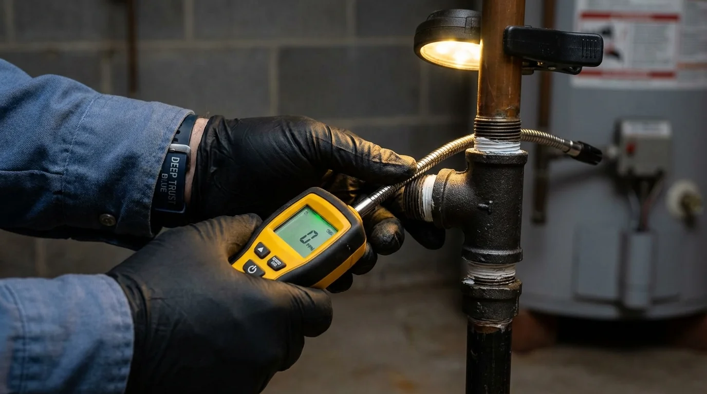 Gas leak detection with electronic sniffer by Johns Plumbing LLC in Staples
